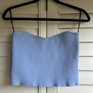 NWT Sweetheart Strapless Cropped Ribbed Tube Top - Periwinkle Blue - Large